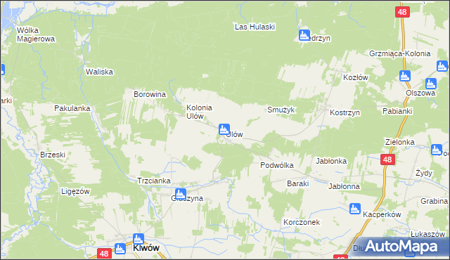 mapa Ulów gmina Klwów, Ulów gmina Klwów na mapie Targeo