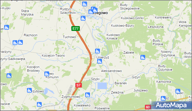 mapa Unierzyż, Unierzyż na mapie Targeo