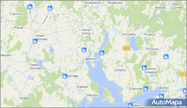 mapa Uraz gmina Złocieniec, Uraz gmina Złocieniec na mapie Targeo