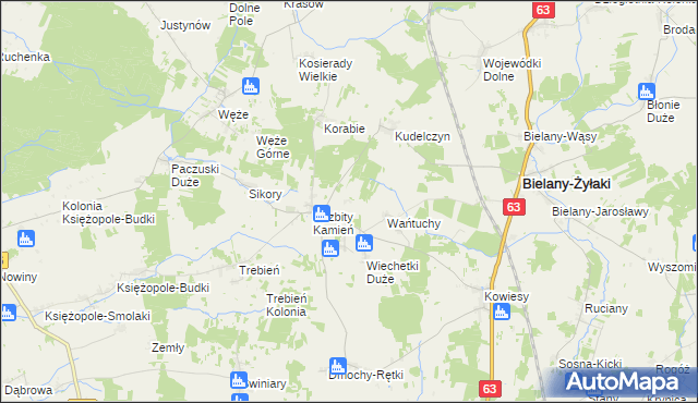 mapa Urbanki gmina Bielany, Urbanki gmina Bielany na mapie Targeo