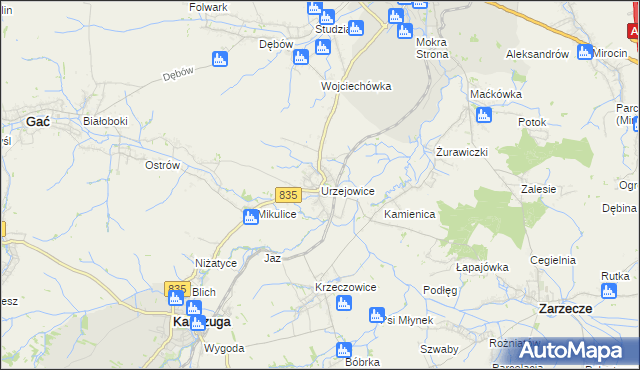 mapa Urzejowice, Urzejowice na mapie Targeo