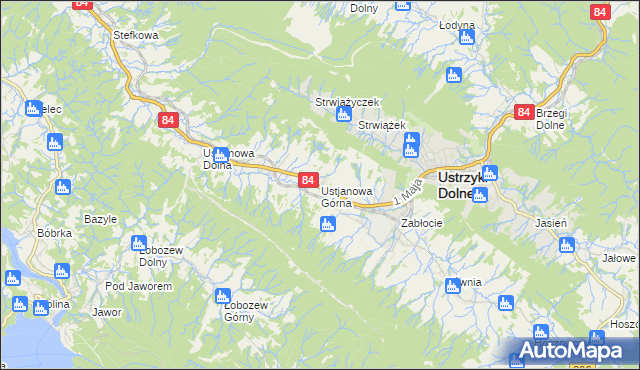 mapa Ustjanowa Górna, Ustjanowa Górna na mapie Targeo