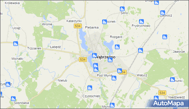 mapa Wąbrzeźno, Wąbrzeźno na mapie Targeo
