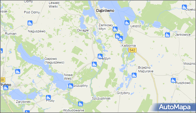 mapa Wądzyn gmina Dąbrówno, Wądzyn gmina Dąbrówno na mapie Targeo
