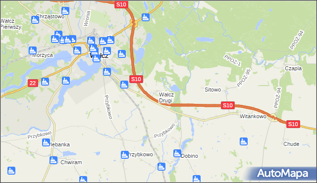 mapa Wałcz Drugi, Wałcz Drugi na mapie Targeo