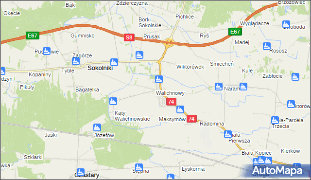 mapa Walichnowy, Walichnowy na mapie Targeo