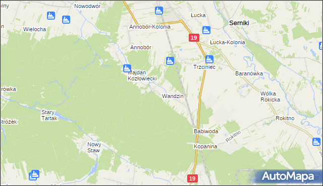 mapa Wandzin gmina Lubartów, Wandzin gmina Lubartów na mapie Targeo