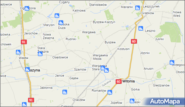 mapa Wargawka Młoda, Wargawka Młoda na mapie Targeo