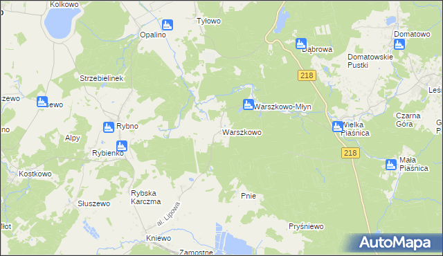 mapa Warszkowo gmina Wejherowo, Warszkowo gmina Wejherowo na mapie Targeo