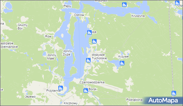 mapa Wdzydze Tucholskie, Wdzydze Tucholskie na mapie Targeo