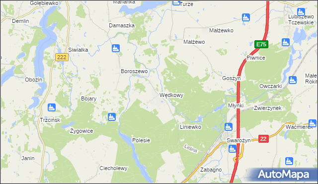 mapa Wędkowy, Wędkowy na mapie Targeo