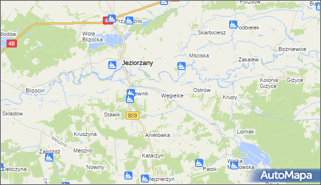 mapa Węgielce, Węgielce na mapie Targeo