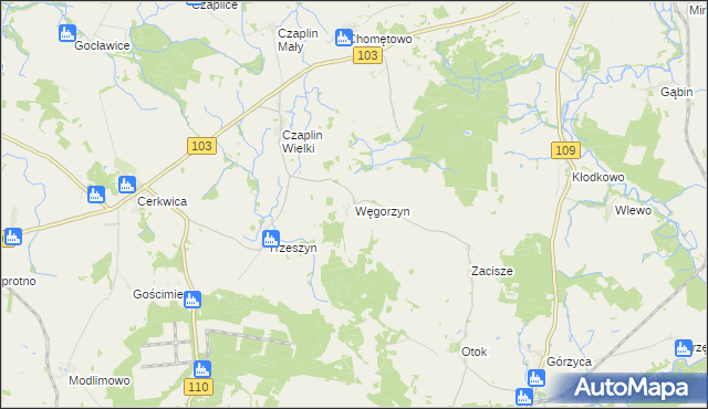 mapa Węgorzyn gmina Karnice, Węgorzyn gmina Karnice na mapie Targeo