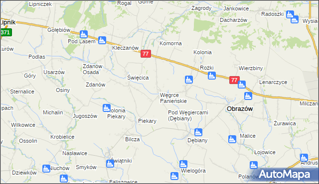 mapa Węgrce Panieńskie, Węgrce Panieńskie na mapie Targeo