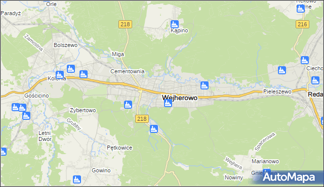 mapa Wejherowo, Wejherowo na mapie Targeo