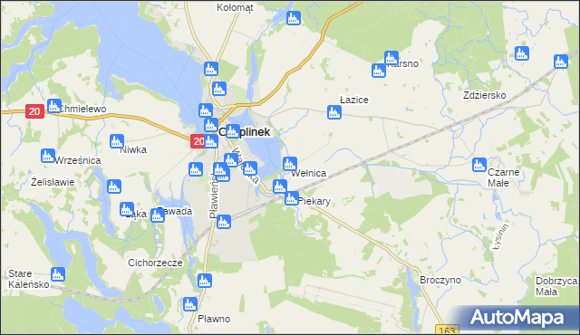 mapa Wełnica gmina Czaplinek, Wełnica gmina Czaplinek na mapie Targeo