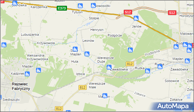 mapa Wereszcze Duże, Wereszcze Duże na mapie Targeo