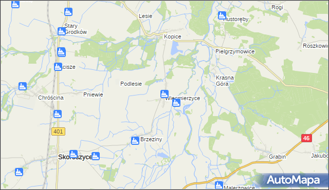 mapa Więcmierzyce, Więcmierzyce na mapie Targeo