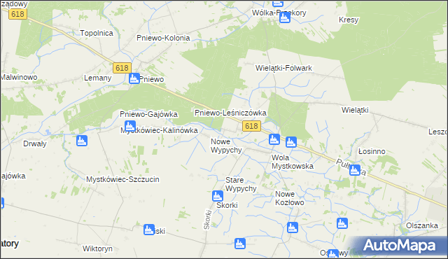 mapa Wielątki Rosochate, Wielątki Rosochate na mapie Targeo