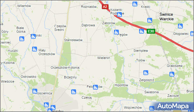 mapa Wielenin, Wielenin na mapie Targeo