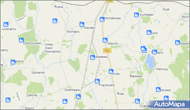 mapa Wielewo gmina Barciany, Wielewo gmina Barciany na mapie Targeo