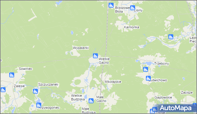 mapa Wielkie Gacno, Wielkie Gacno na mapie Targeo