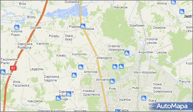 mapa Wielogóra gmina Jedlińsk, Wielogóra gmina Jedlińsk na mapie Targeo