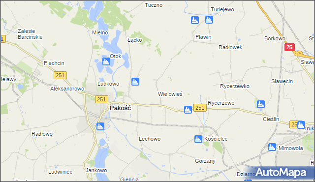 mapa Wielowieś gmina Pakość, Wielowieś gmina Pakość na mapie Targeo