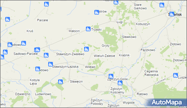 mapa Wieluń-Zalesie, Wieluń-Zalesie na mapie Targeo