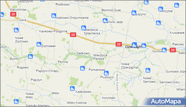 mapa Wierzbica Pańska, Wierzbica Pańska na mapie Targeo