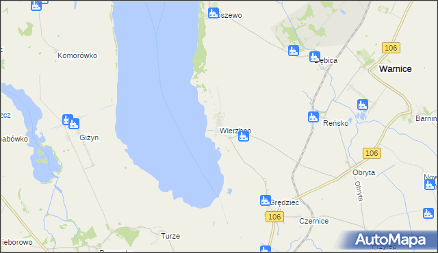 mapa Wierzbno gmina Warnice, Wierzbno gmina Warnice na mapie Targeo