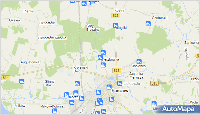 mapa Wierzbówka gmina Parczew, Wierzbówka gmina Parczew na mapie Targeo