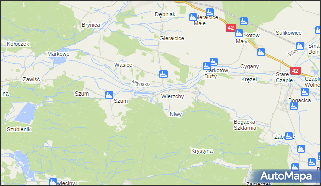 mapa Wierzchy gmina Wołczyn, Wierzchy gmina Wołczyn na mapie Targeo