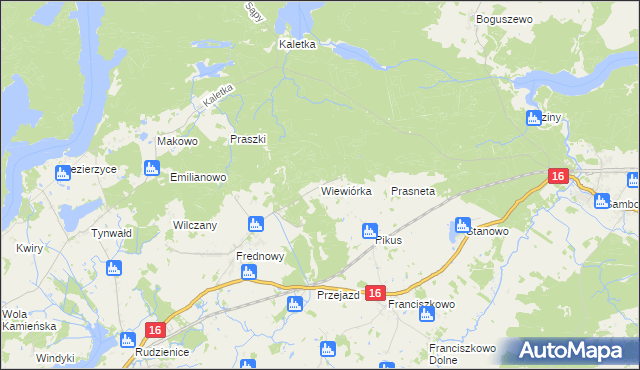 mapa Wiewiórka gmina Iława, Wiewiórka gmina Iława na mapie Targeo