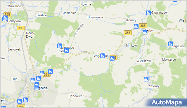 mapa Wigańcice, Wigańcice na mapie Targeo