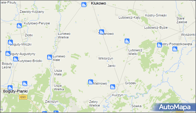 mapa Wiktorzyn gmina Klukowo, Wiktorzyn gmina Klukowo na mapie Targeo