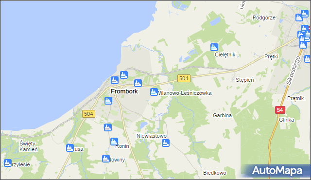 mapa Wilanowo-Leśniczówka, Wilanowo-Leśniczówka na mapie Targeo