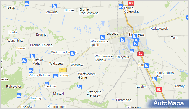 mapa Wilczkowice Średnie, Wilczkowice Średnie na mapie Targeo
