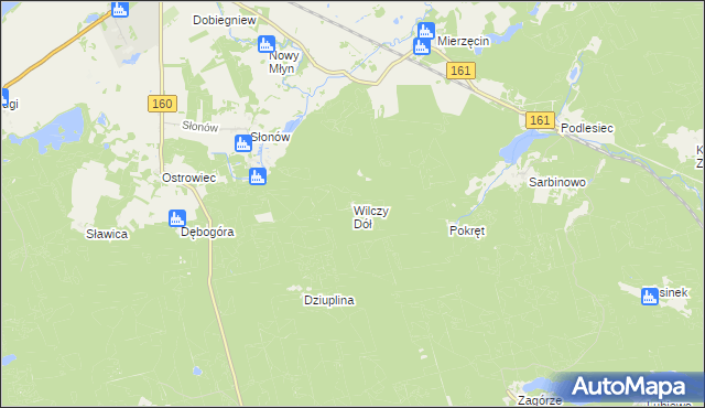 mapa Wilczy Dół, Wilczy Dół na mapie Targeo