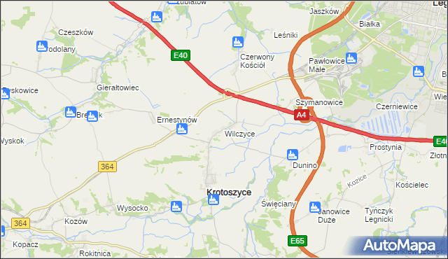 mapa Wilczyce gmina Krotoszyce, Wilczyce gmina Krotoszyce na mapie Targeo