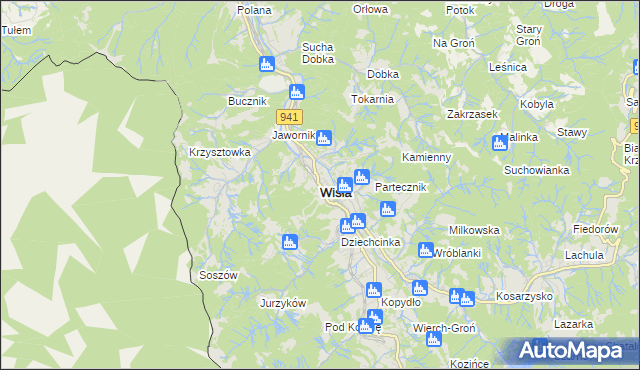 mapa Wisła, Wisła na mapie Targeo