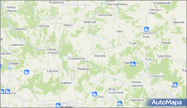 mapa Wiśniew gmina Jakubów, Wiśniew gmina Jakubów na mapie Targeo