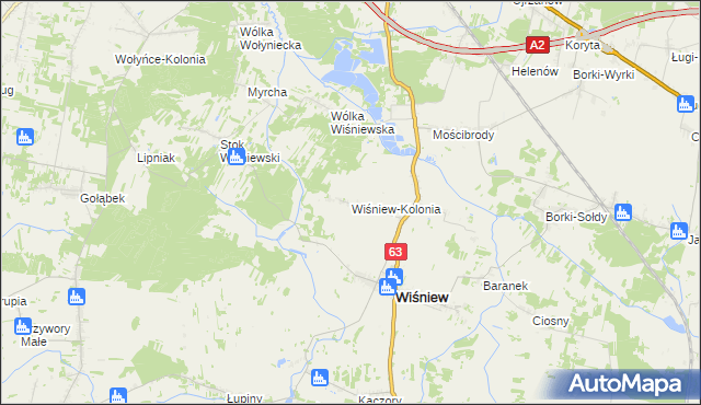 mapa Wiśniew-Kolonia, Wiśniew-Kolonia na mapie Targeo