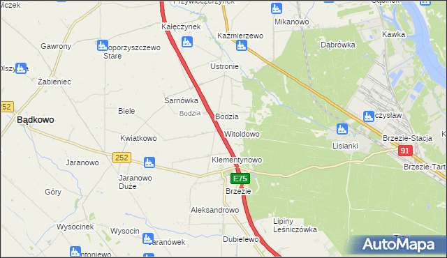 mapa Witoldowo gmina Brześć Kujawski, Witoldowo gmina Brześć Kujawski na mapie Targeo