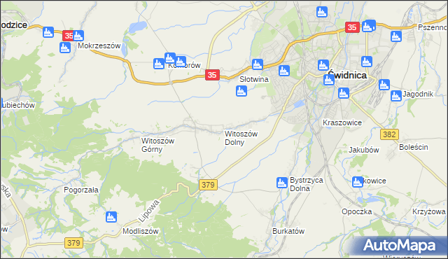 mapa Witoszów Dolny, Witoszów Dolny na mapie Targeo