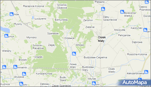 mapa Witowo gmina Osiek Mały, Witowo gmina Osiek Mały na mapie Targeo