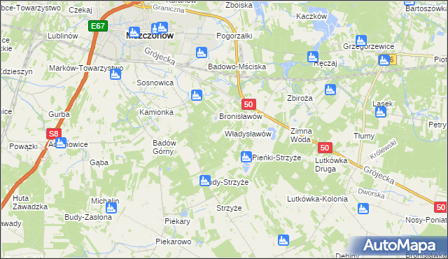mapa Władysławów gmina Mszczonów, Władysławów gmina Mszczonów na mapie Targeo