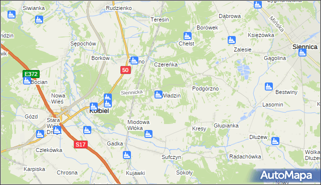 mapa Władzin, Władzin na mapie Targeo