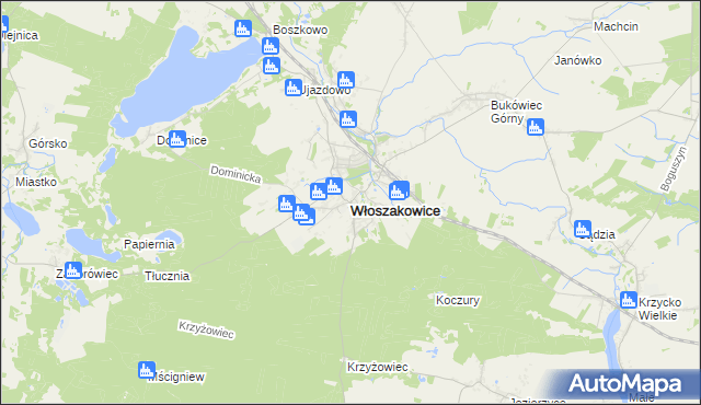 mapa Włoszakowice, Włoszakowice na mapie Targeo
