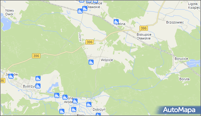 mapa Wójcice gmina Jelcz-Laskowice, Wójcice gmina Jelcz-Laskowice na mapie Targeo